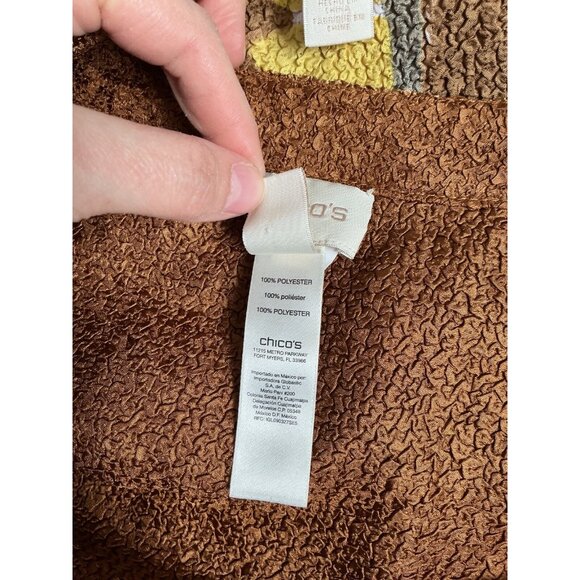 Chico's 0 Multicolor Crepe Lightweight 2 Piece‎ Set Tank Cardigan Copper Bronze - Picture 6 of 8